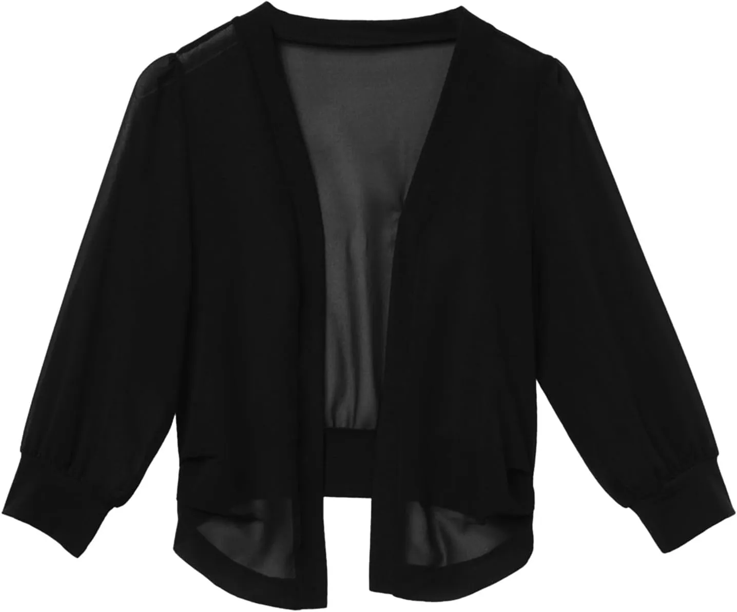 Women Petite Blazers 2024 Trendy Casual Puff Sleeve Bolero Shrug Open Front Cropped Suit Jackets Stylish Cardigan Coats