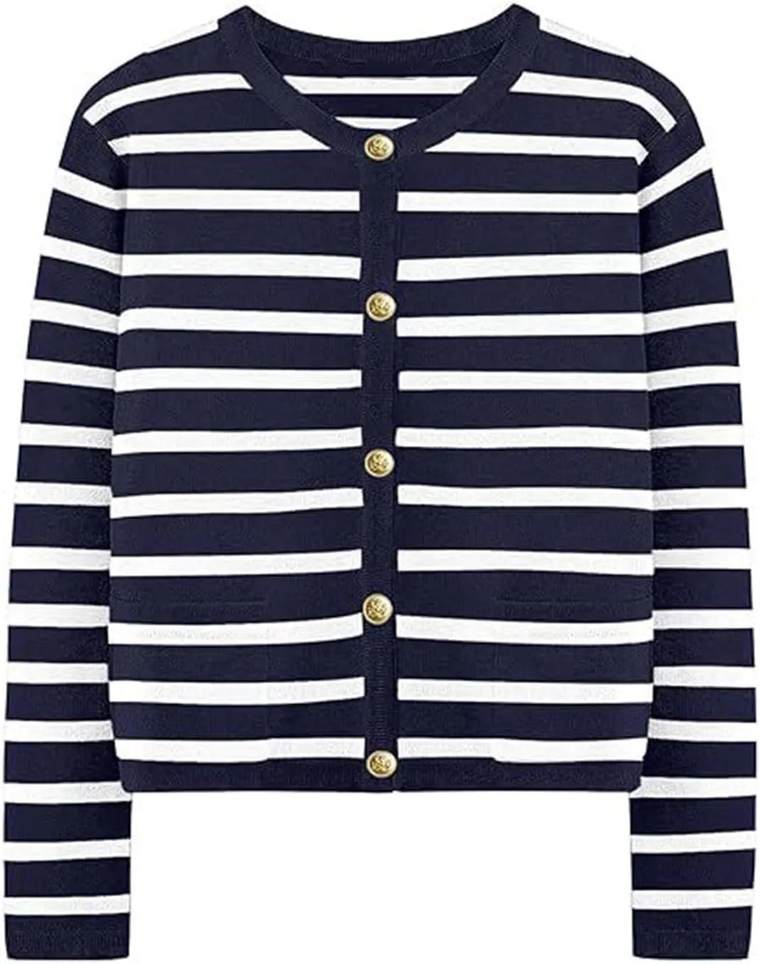 Women Striped Cardigan Sweaters Button Down Open Front Cropped Cardigan Knit Lady Jackets Coat 2024 Fall Outfits