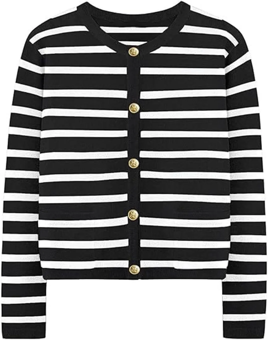 Women Striped Cardigan Sweaters Button Down Open Front Cropped Cardigan Knit Lady Jackets Coat 2024 Fall Outfits