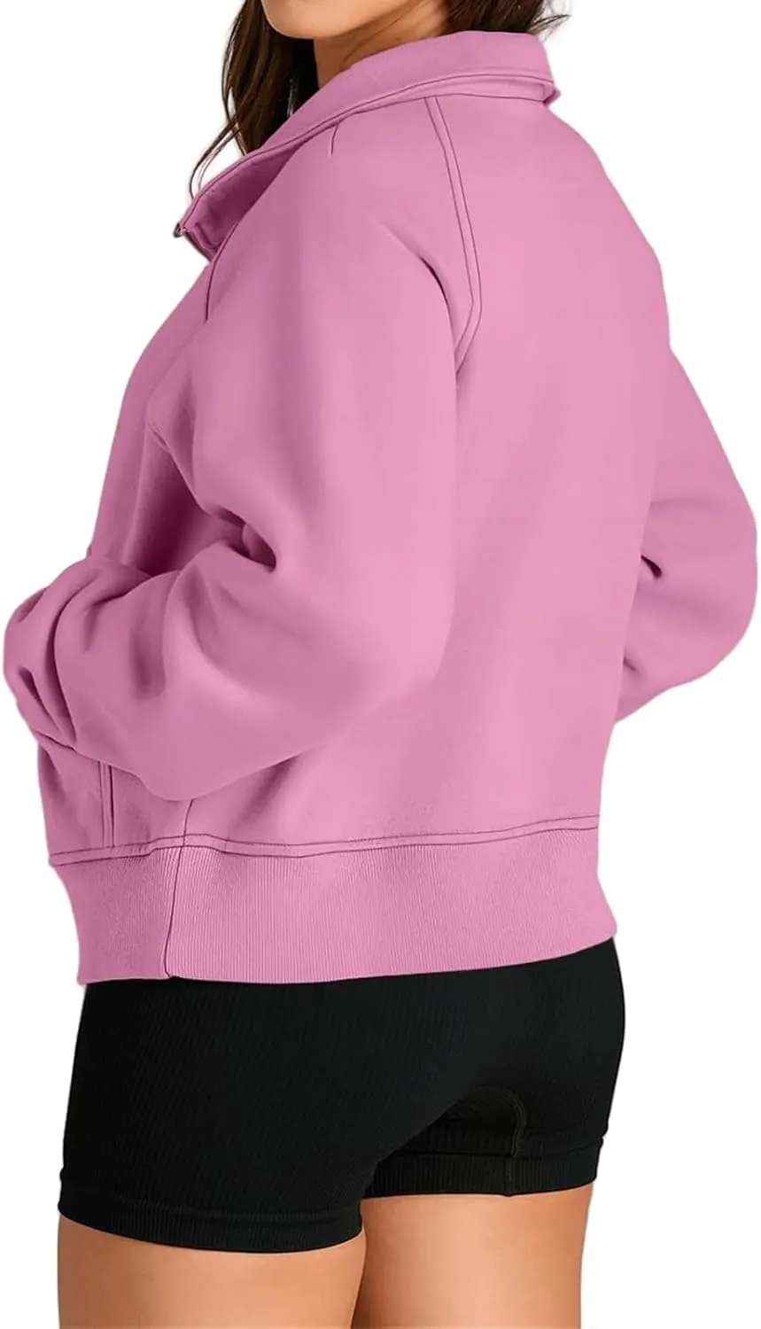 Women Sweatshirt Half Zipper Crop Pullover Hoodie Oversized Quarter Zip Fleece Sweatshirt Fall Fashion Outfits Clothes