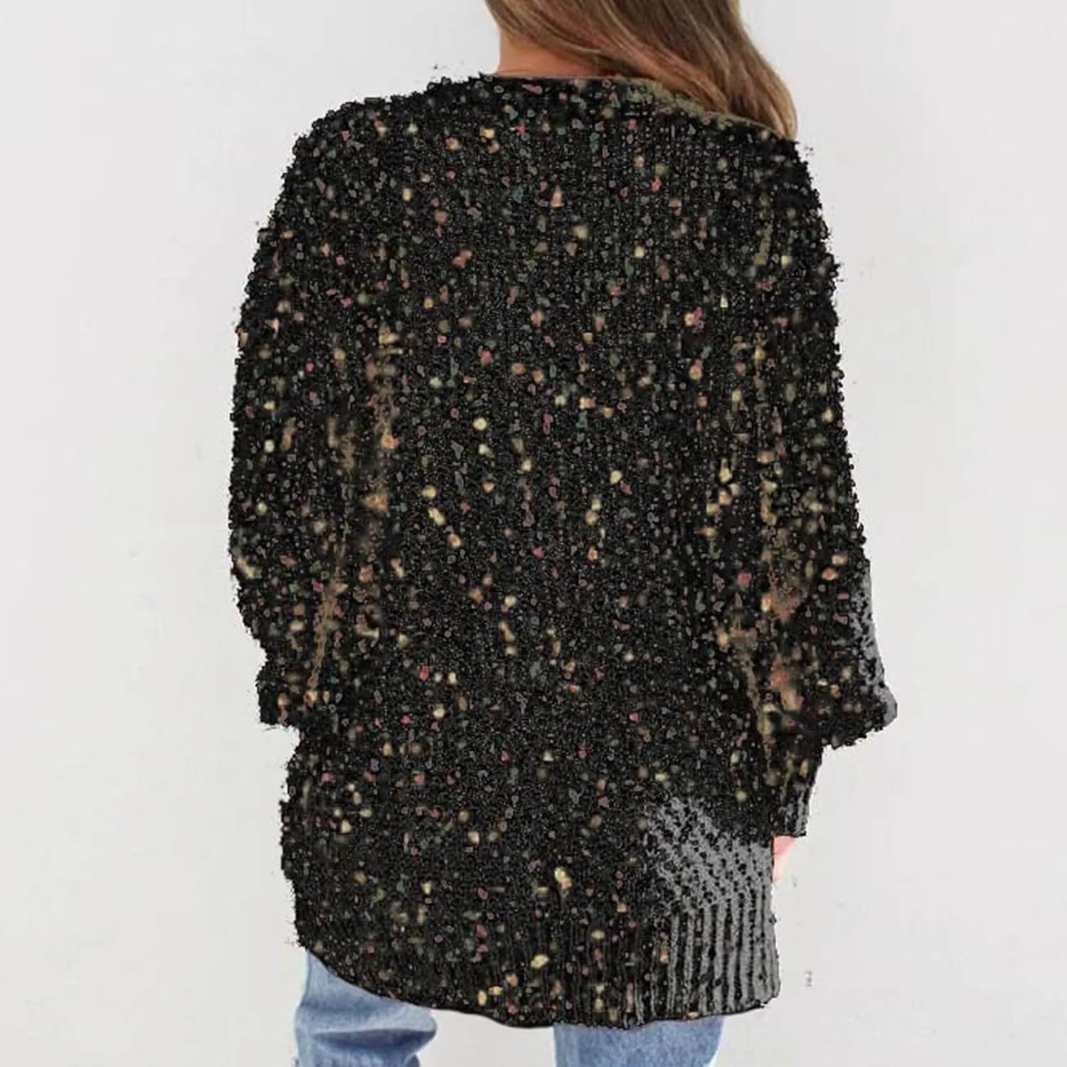 Women's 2023 Fall Open Front Chunky Knitted Sweater Cardigans Oversized Long Sleeve Cardigan Outwear Coat with Pocket
