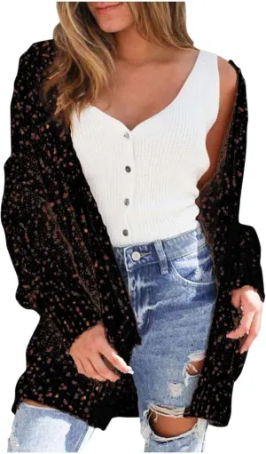 Women's 2023 Fall Open Front Chunky Knitted Sweater Cardigans Oversized Long Sleeve Cardigan Outwear Coat with Pocket