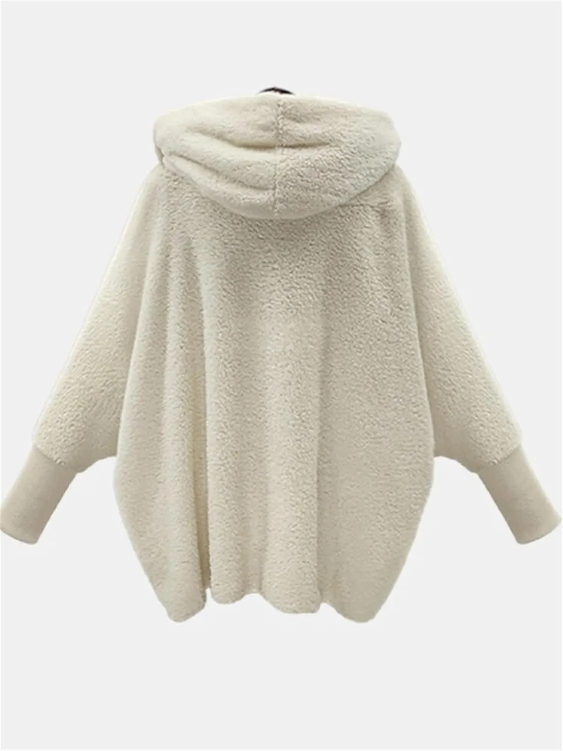 Women's 2023 Winter Coats Fuzzy Fleece Hooded Jackets Solid Dolman Sleeve Open Front Cardigan Warm Unique Outwear