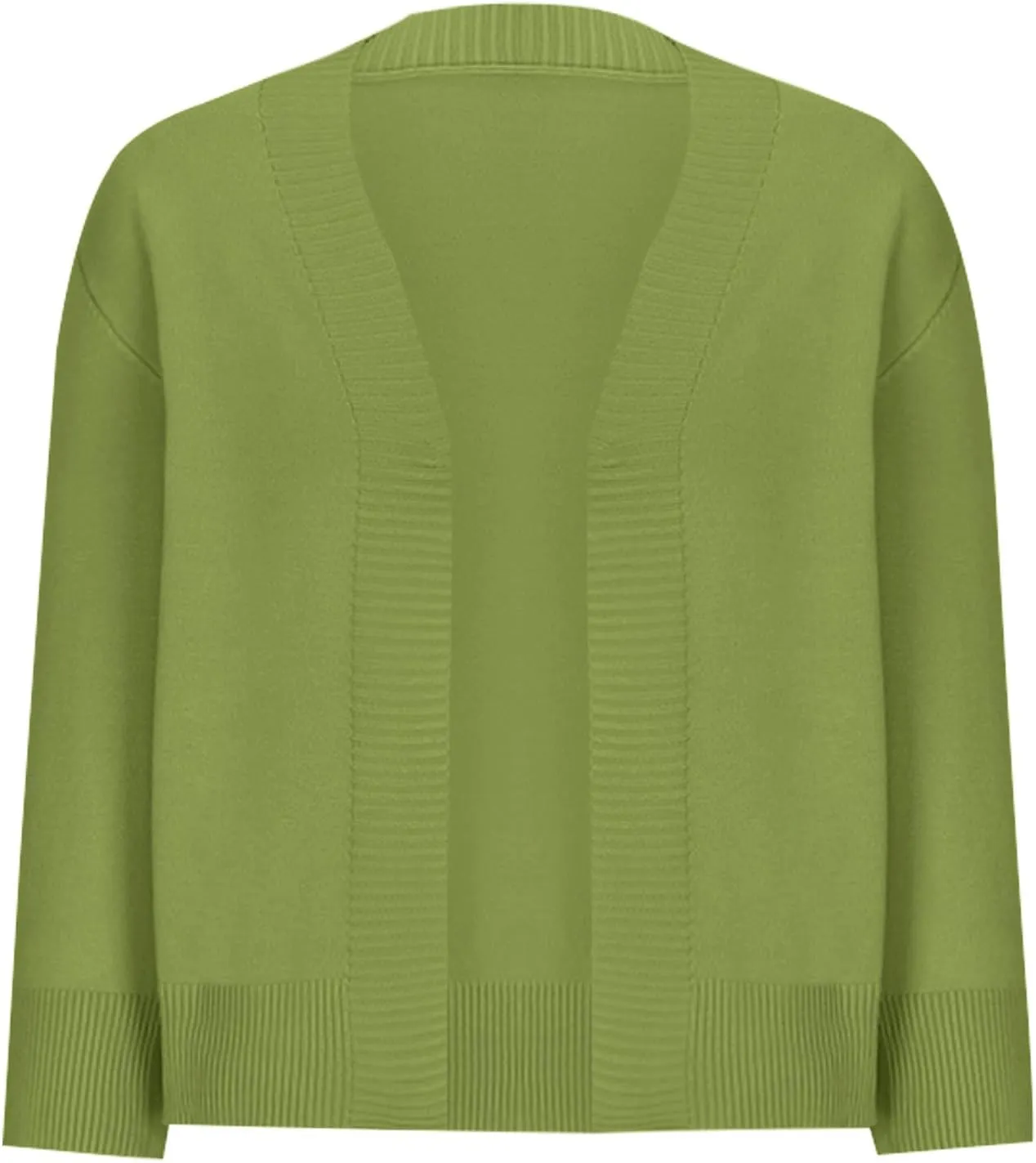 Women's 3/4 Sleeve Cropped Cardigan Sweater Open Front Solid Knitted Short Shrugs Cardigans Lightweight Sweaters