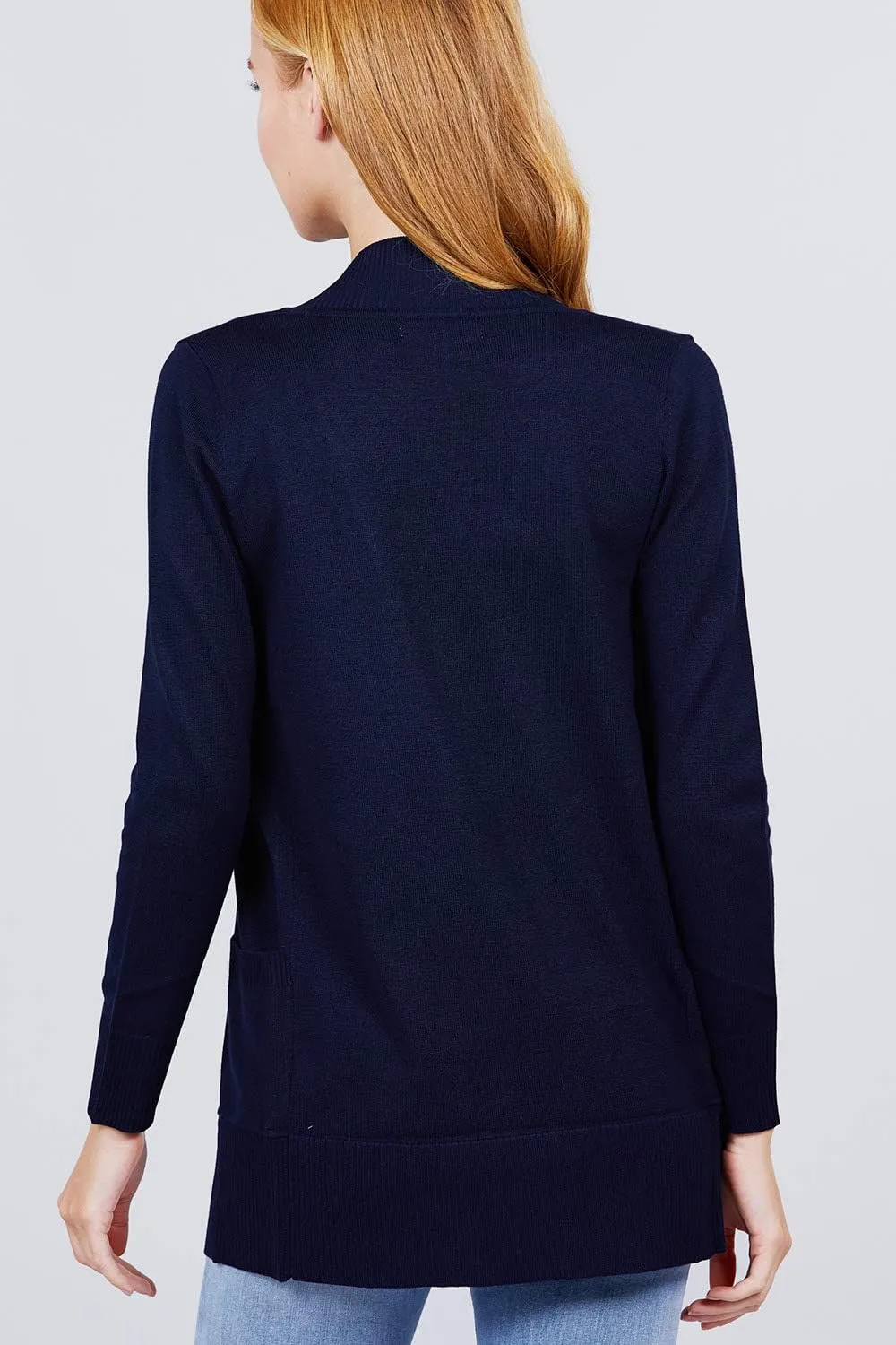 Women's Basic Longline Long Sleeve Open Front Sweater Cardigan Jacket