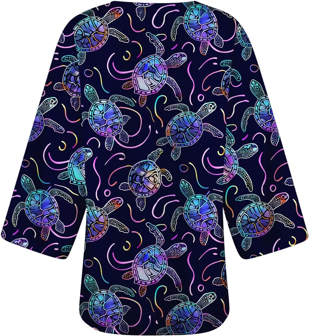 Womens Beach Kimono Cardigans Sea Theme Print Cover Ups Summer Casual Vacation Open Front Tops Lightweight Outfits