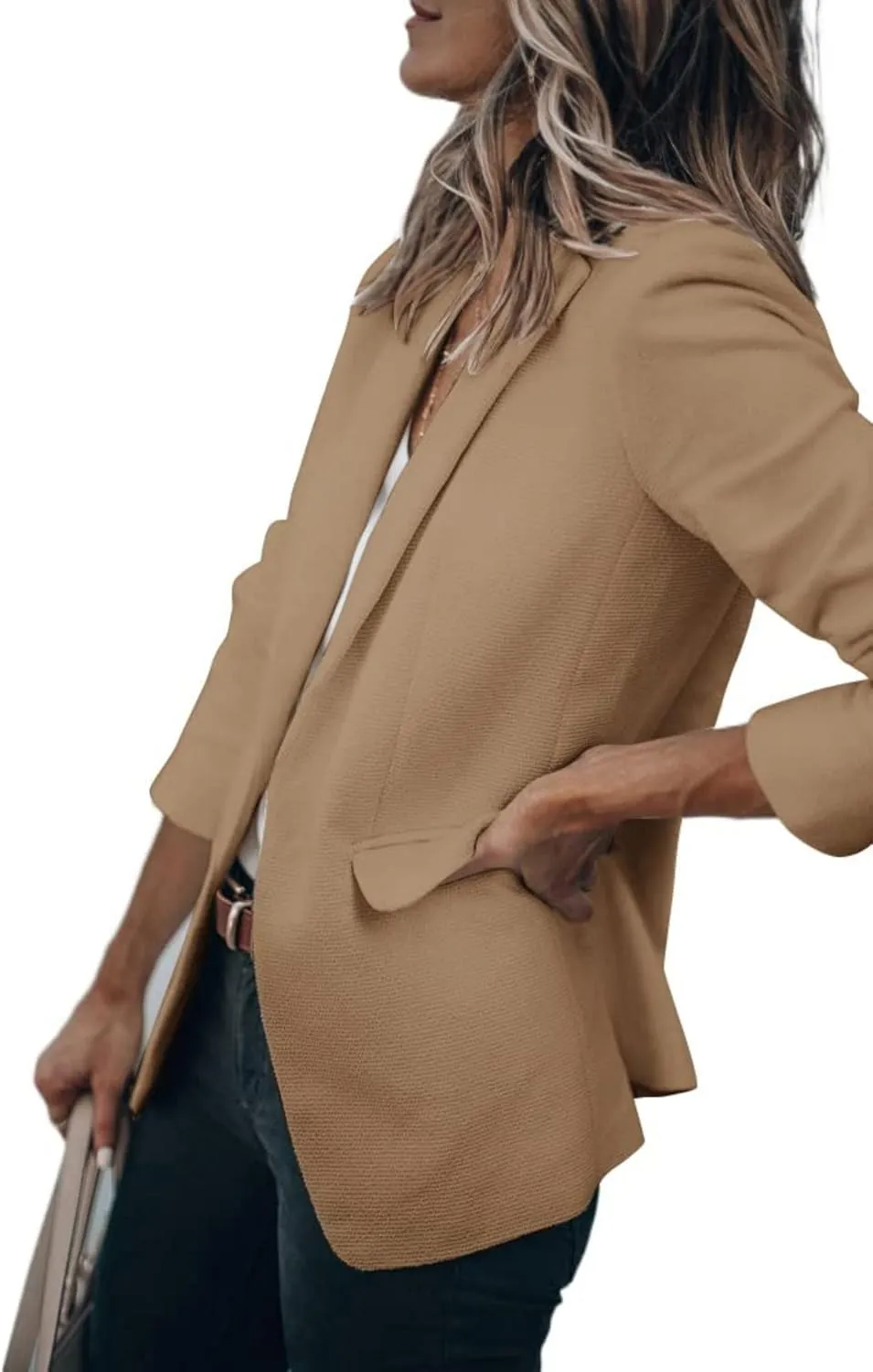 Womens Blazer Business Long Sleeve Blazers Casual Loose Lapel Button Down Open Front Work Office Suit Jacket