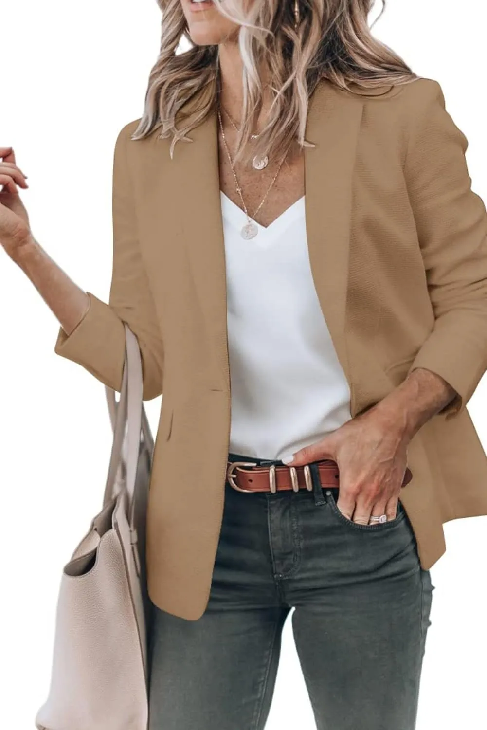 Womens Blazer Business Long Sleeve Blazers Casual Loose Lapel Button Down Open Front Work Office Suit Jacket