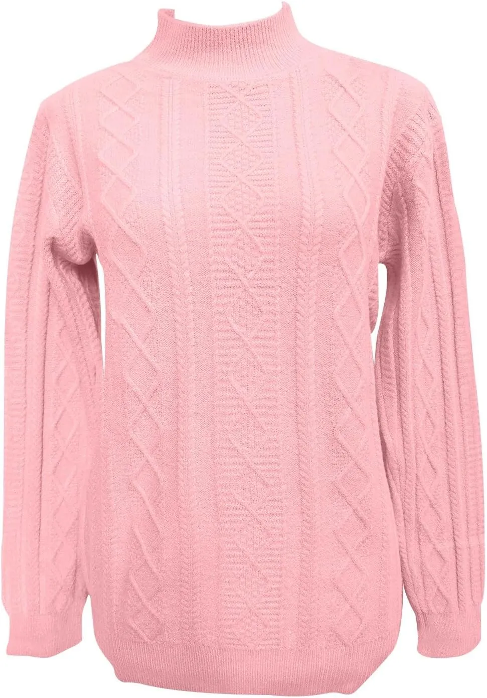 Women's Cable Knit Long Sleeve V Neck Turtleneck Sweaters Vintage Chunky Argyle Sweater Pullover Top for Fall Winter