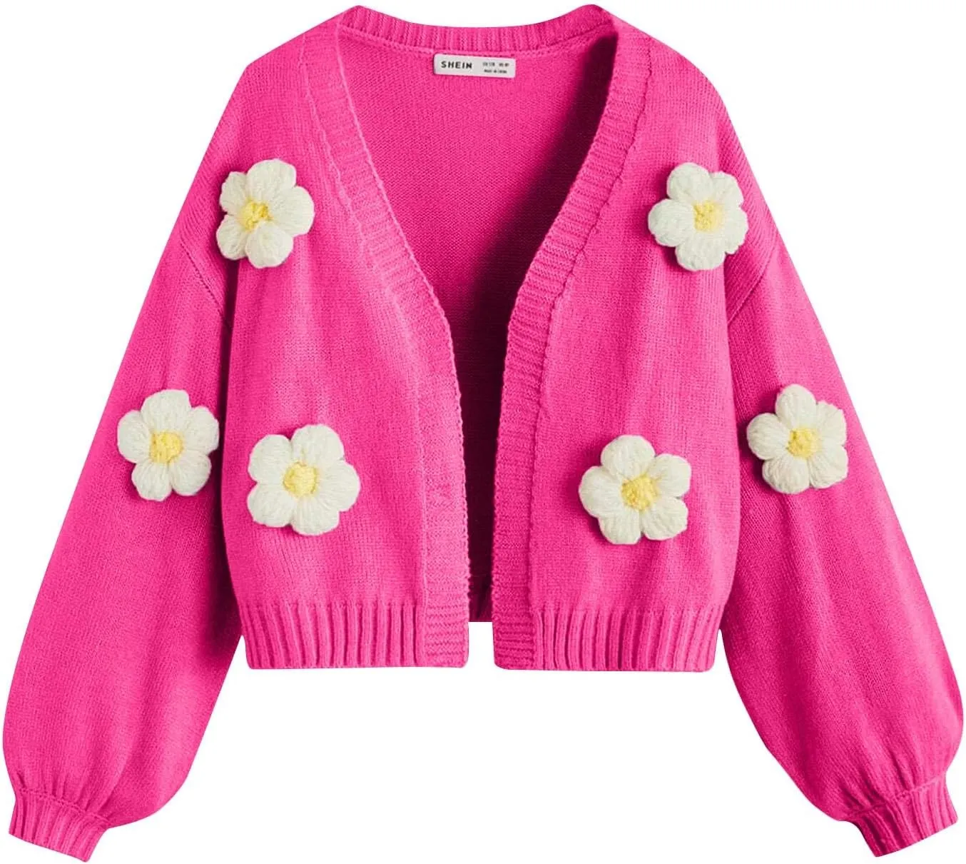 Women's Cropped Cardigan Sweaters Lightweight Cable Knit Cute Flower Sweater Trendy Open Front Cardigans Y2k Clothes