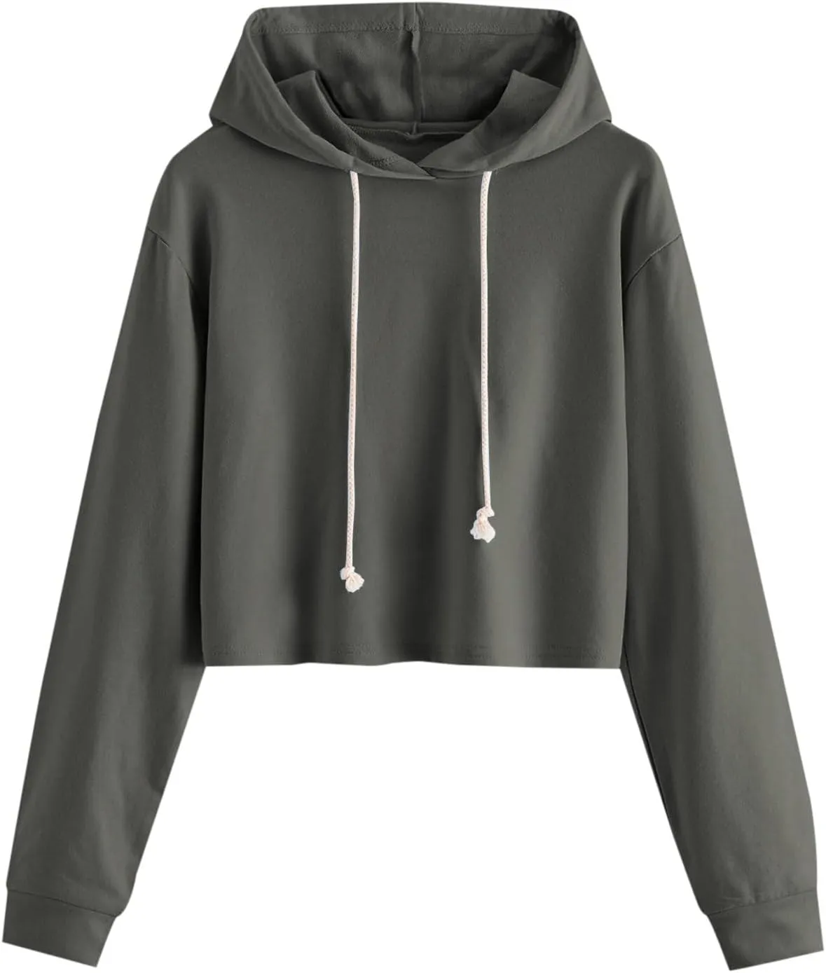Women's Cropped Hoodies Casual Long Sleeve Drawstring Hooded Sweatshirt Y2K Crop Tops Hoodie for Teen Girls