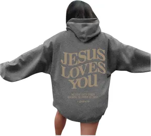 Womens Cute Hoodies Casual Long Sleeve Fashion Letter Print Oversized Sweatshirt Lightweight Loose Fit Pullover Tops