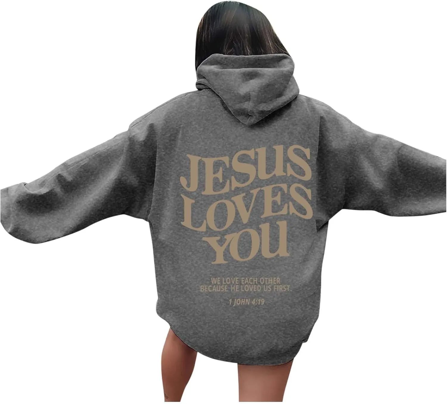 Womens Cute Hoodies Casual Long Sleeve Fashion Letter Print Oversized Sweatshirt Lightweight Loose Fit Pullover Tops