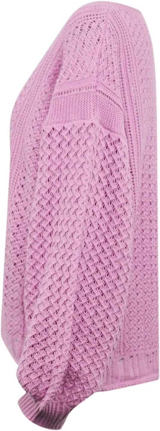 Women's Fashion Long Sleeve Open Front Crochet Hollow Out Lightweight Loose Button Down Knit Cardigan Sweater Outwear