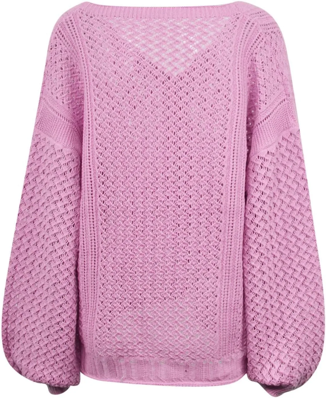 Women's Fashion Long Sleeve Open Front Crochet Hollow Out Lightweight Loose Button Down Knit Cardigan Sweater Outwear