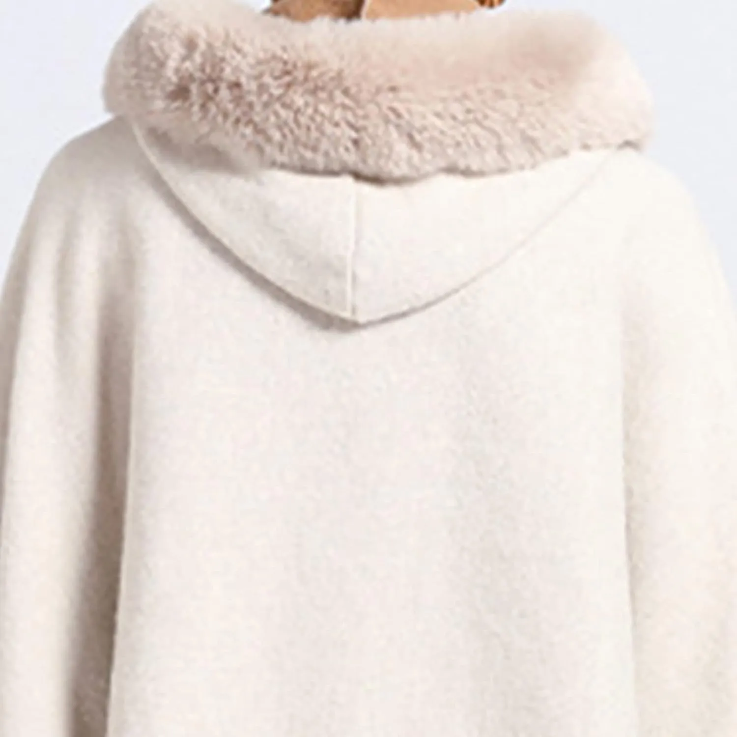 Women's Faux Fur Collar Cardigan Sweater Elegant Batwing Long Sleeve Knit Cape Tassel Shawl Open Front Outerwear Cloak