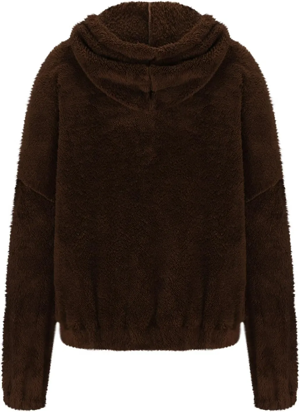 Womens Fuzzy Fleece Open Front Hooded Cardigan Jackets Sherpa Drawstring Solid Hoodie Outerwear Coats with Pockets