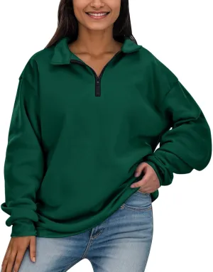 Women's Half Zip Pullover Oversized Casual Long Sleeve Sweatshirts Quarter Zip Teen Girls Fall Y2k Clothes