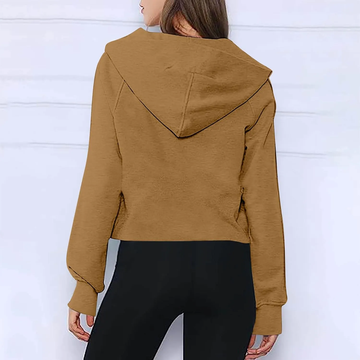 Womens Half Zip Sweatshirts 2024 Fleece Hooded Pullover Sweatshirts Thumb Hole Cropped Long Sleeve Tops with Pockets