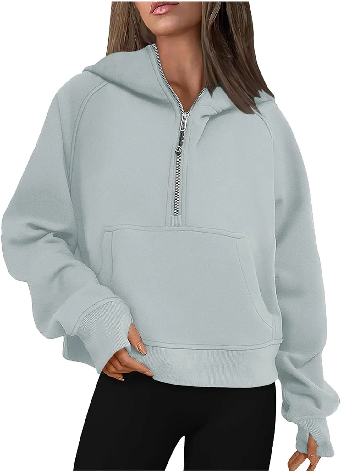 Women's Half Zip Up Sweatshirts Casual Long Sleeve Collar Pullover Trendy Fall Tops Comfort Winter Clothes with Pocket