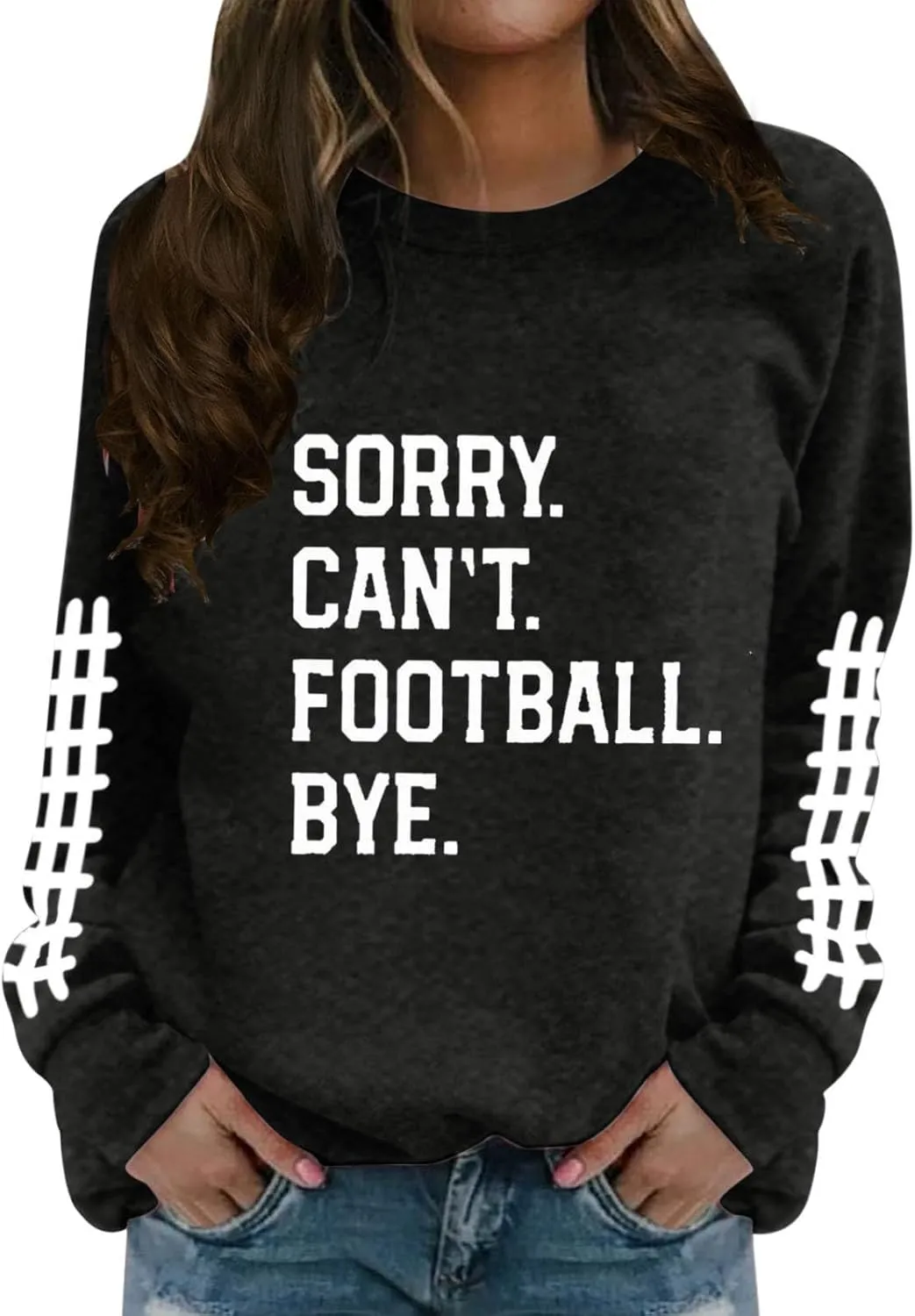 Womens Letter Graphic Crewneck Football Sweatshirt Long Sleeve Pullover Tops Relaxed Fit Sweatshirts Fall Cute Clothes