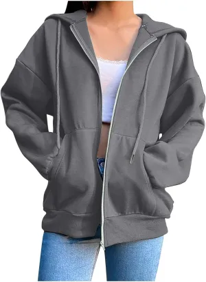 Women's Lightweight Hoodie Zip Up Hoodie Women solid Color Long Sleeve Casual Cozy Clothes with Pockets Fall Coat
