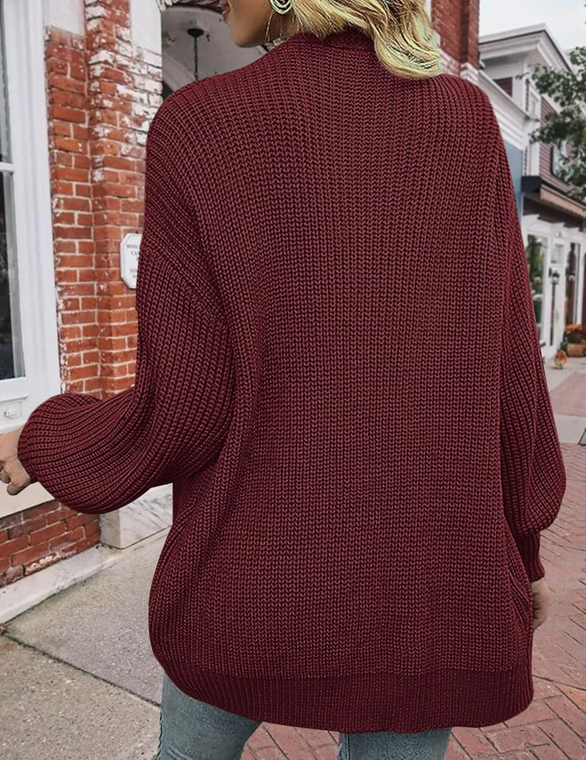 Women's Lightweight Oversized Long Cardigans Spring 2025 Cute Waffle Knit V Neck Open Front Thin Sweater Cardigan