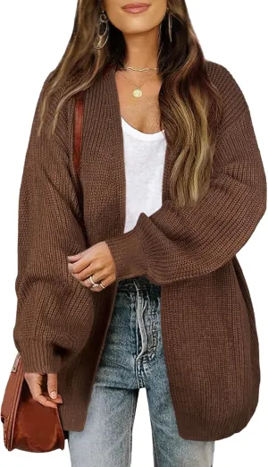 Women's Lightweight Oversized Long Cardigans Spring 2025 Cute Waffle Knit V Neck Open Front Thin Sweater Cardigan