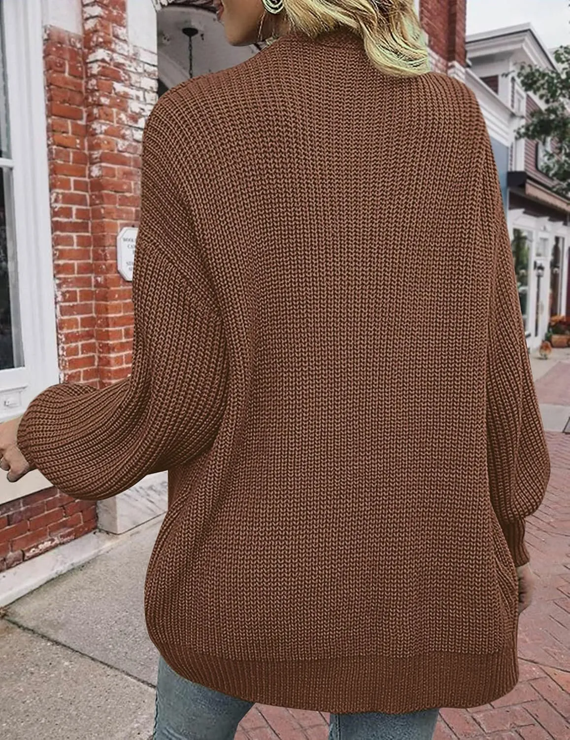 Women's Lightweight Oversized Long Cardigans Spring 2025 Cute Waffle Knit V Neck Open Front Thin Sweater Cardigan