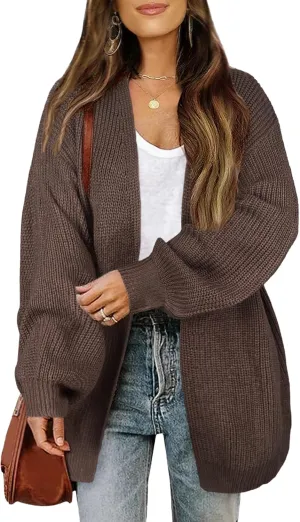 Women's Lightweight Oversized Long Cardigans Spring 2025 Cute Waffle Knit V Neck Open Front Thin Sweater Cardigan