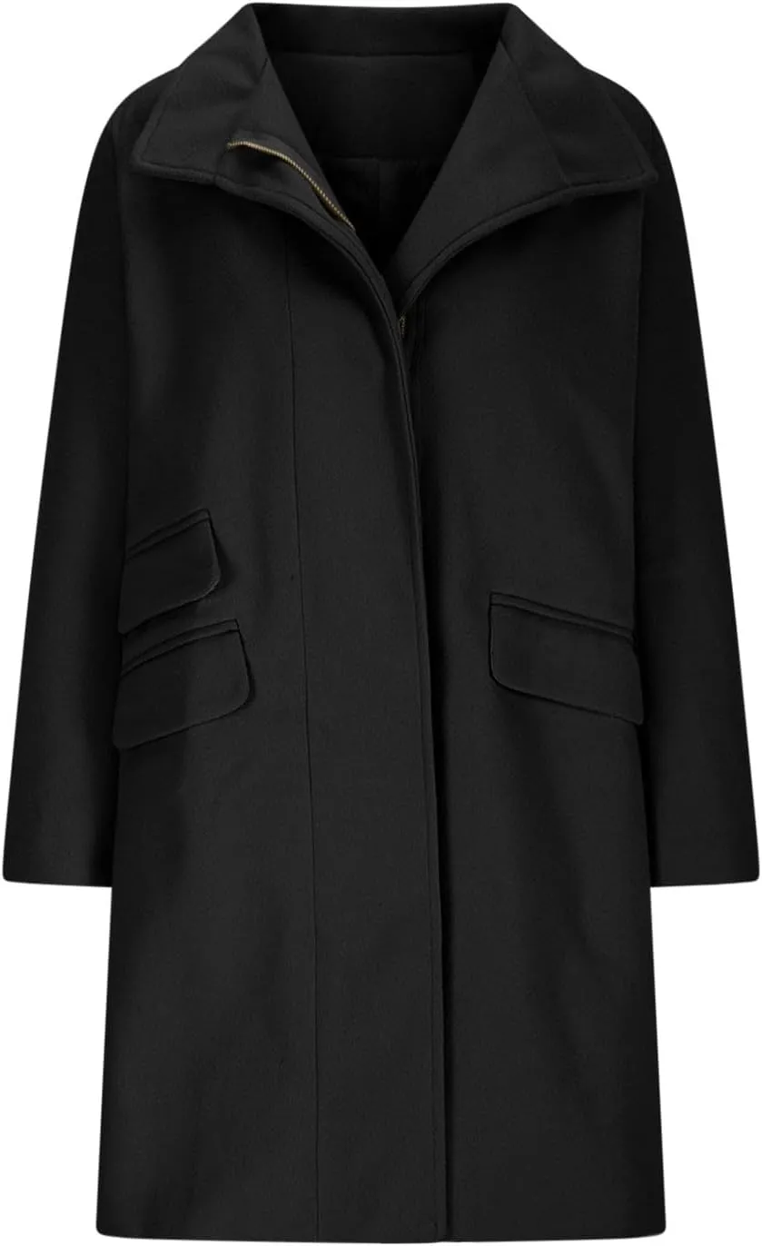 Womens Long Coat Classic Open Front Zip Up Casual Winter Wool Blend Over Pea Coats 2024 Fashion Solid Long Jackets