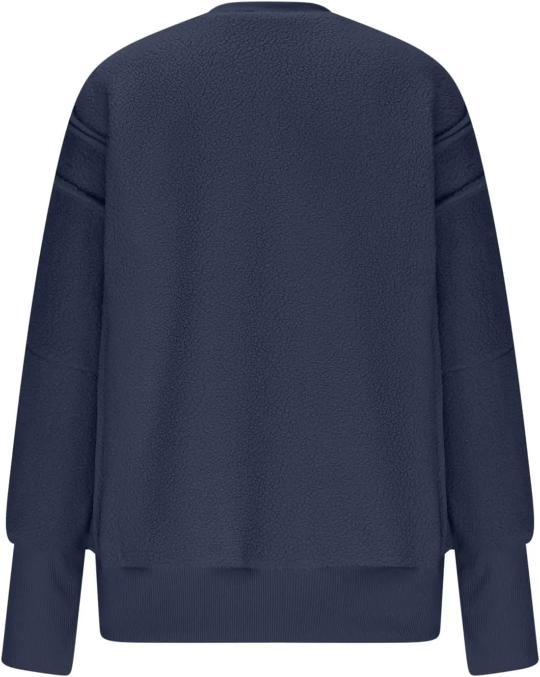 Womens Long Sleeve Warm Fuzzy Sweatshirts Sherpa Fleece Sweatshirt Drop Shoulder Casual Fashion Crewneck Sweaters