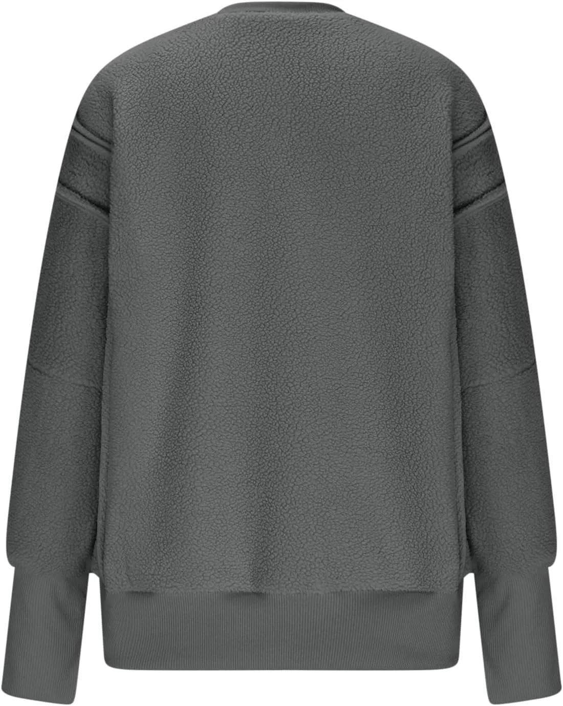Womens Long Sleeve Warm Fuzzy Sweatshirts Sherpa Fleece Sweatshirt Drop Shoulder Casual Fashion Crewneck Sweaters