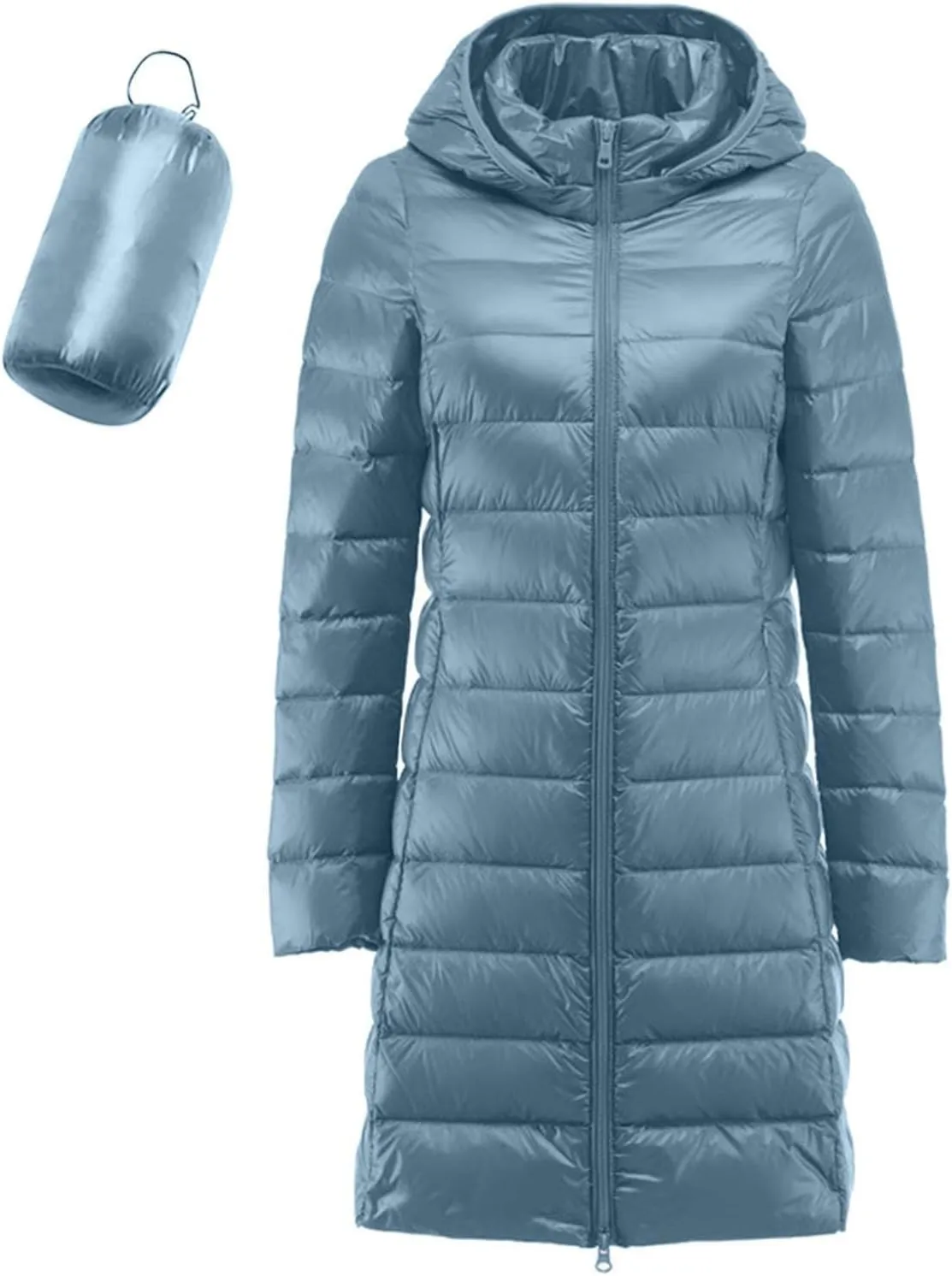 Women's Long Winter Faux Fur Coat Puffer Warm Jacket with Detachable Hood Packable Hooded Down Jacket Ultra Light