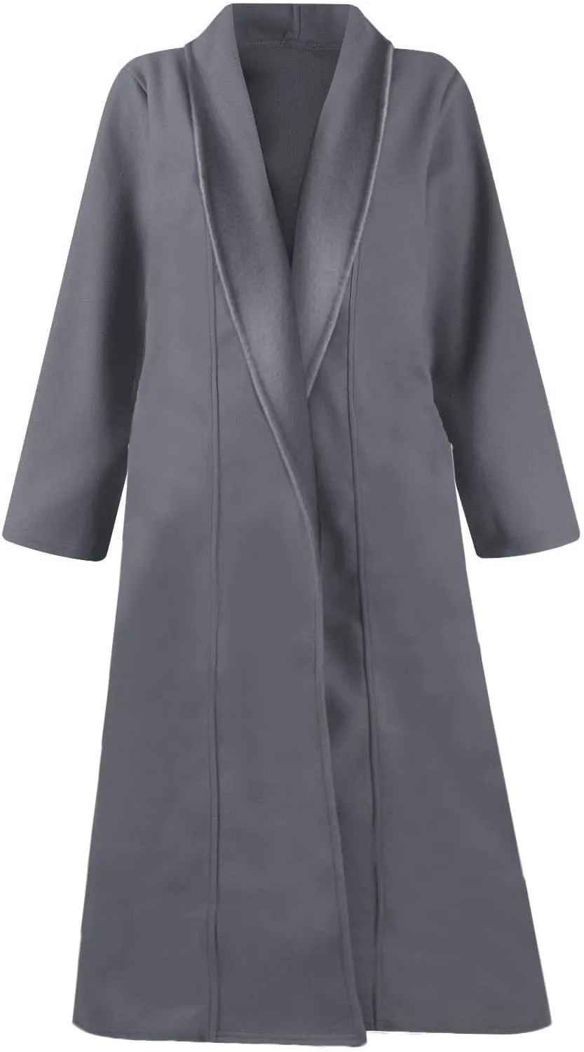 Womens Long Winter Pea Coat Casual Wool Blend Overcoat Notched Lapel Collar Trench Coat Belted Long Jacket Outerwear