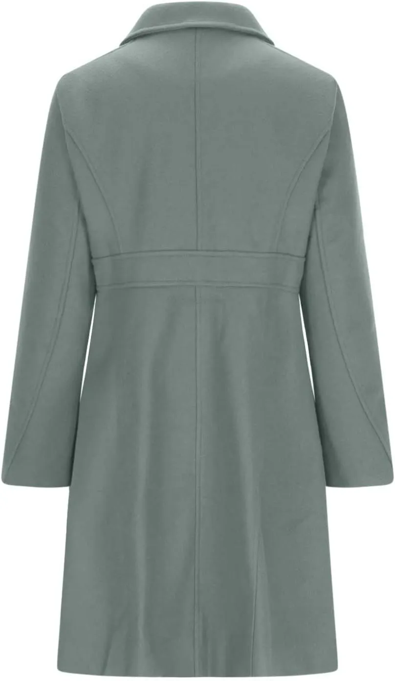 Womens Long Wool Coats Winter Dressy Single Breasted Blend Trench Coat Jacket Fall Winter Solid Color Casual Peacoat