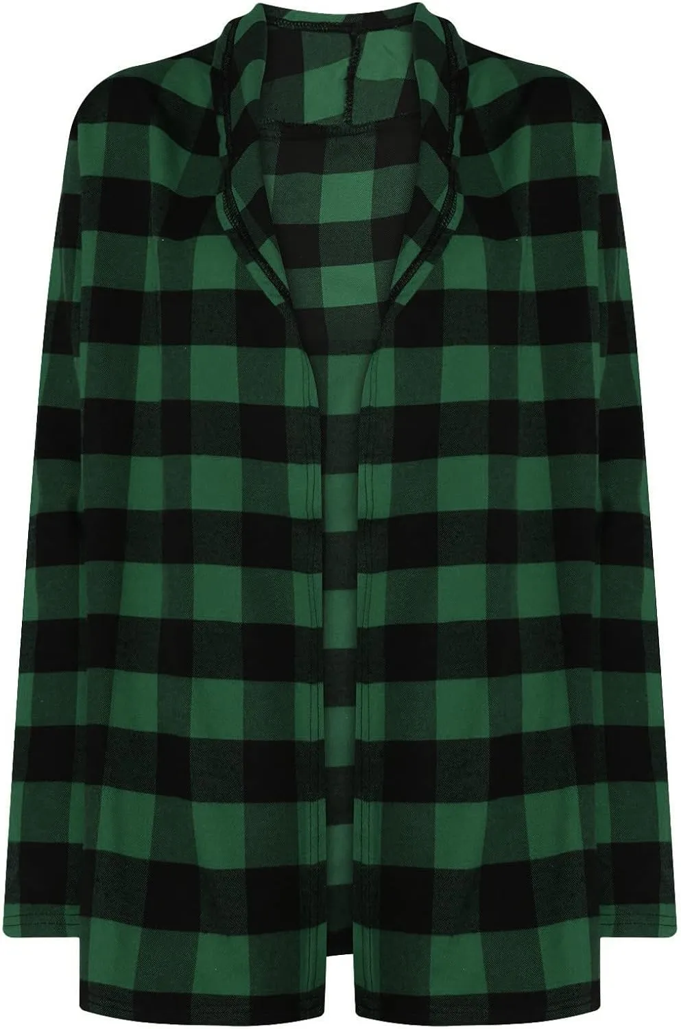 Women's Open Front Cardigan Casual Lightweight Long Sleeve Kimono Cardigans Buffalo Plaid Shirt Comfy Soft Outwear
