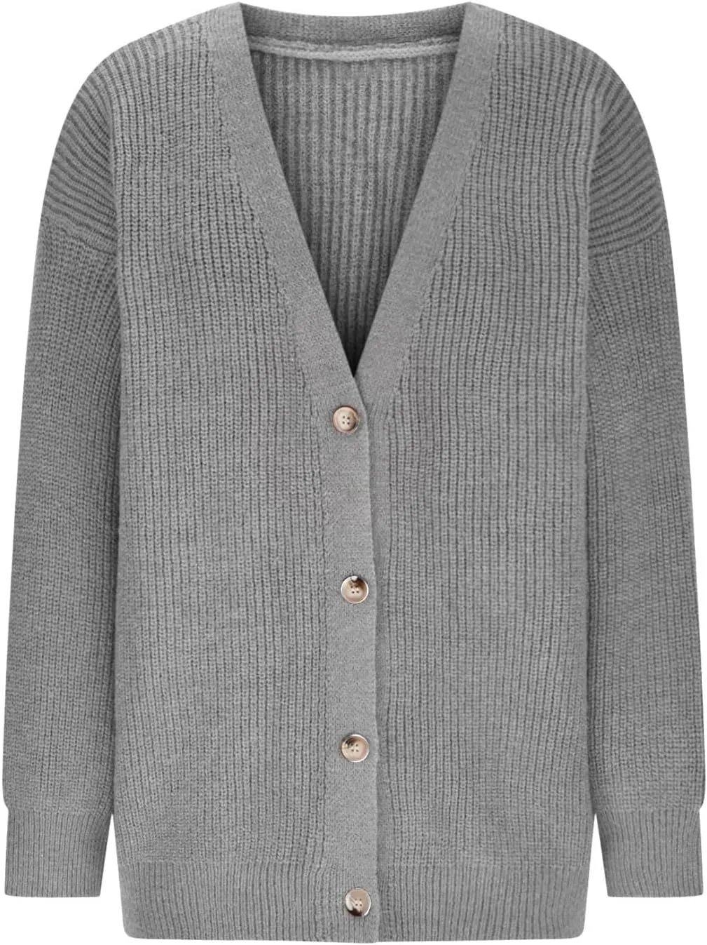 Women's Oversized Cardigan 2023 Button Down Open Front V Neck Solid Cardigans Chunky Knit Loose Casual Dropped Sweaters