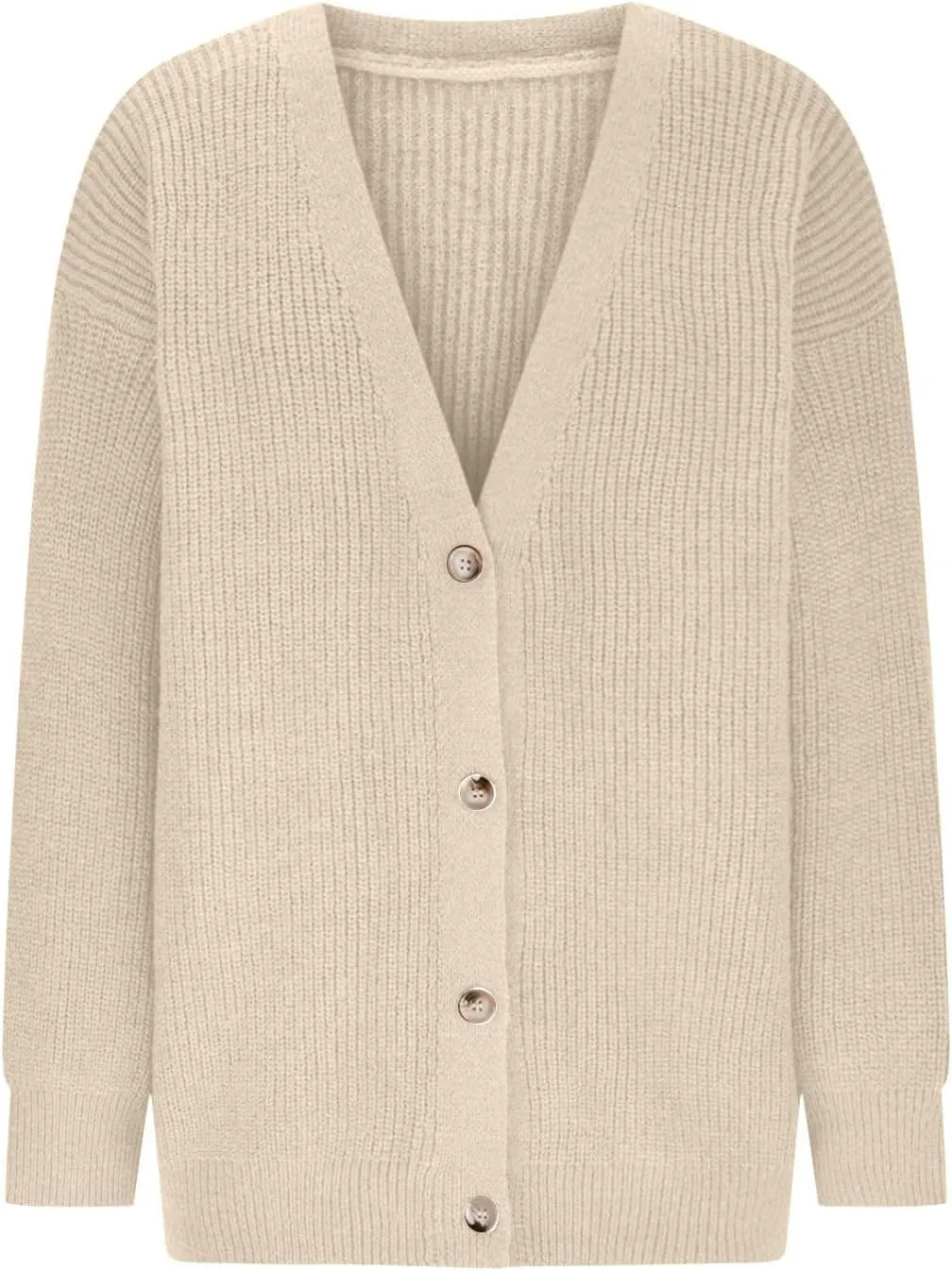 Women's Oversized Cardigan 2023 Button Down Open Front V Neck Solid Cardigans Chunky Knit Loose Casual Dropped Sweaters