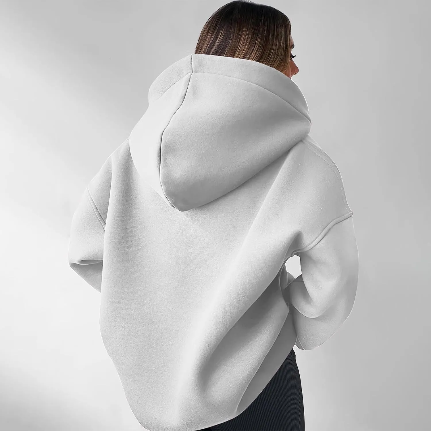 Womens Oversized Hoodies Fleece Long Sleeve Sweatshirts Lapel V Neck Casual Sweaters Pullover Fall Fashion Outfits 2024