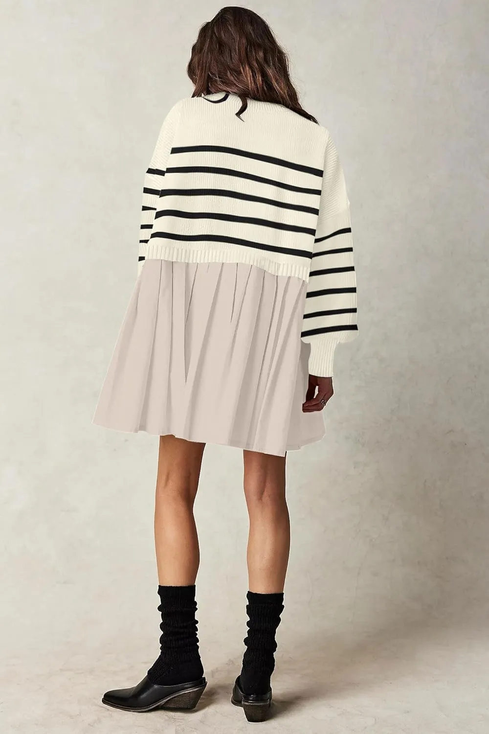 Womens Oversized Sweater Dress Spring Fall Trendy Long Sleeve Crewneck Pullover Tops Relaxed Fit Sweatshirts Mini Dresses