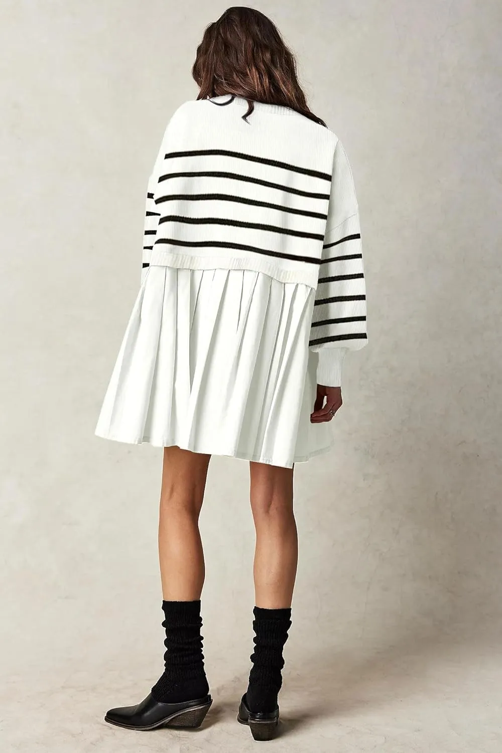 Womens Oversized Sweater Dress Spring Fall Trendy Long Sleeve Crewneck Pullover Tops Relaxed Fit Sweatshirts Mini Dresses