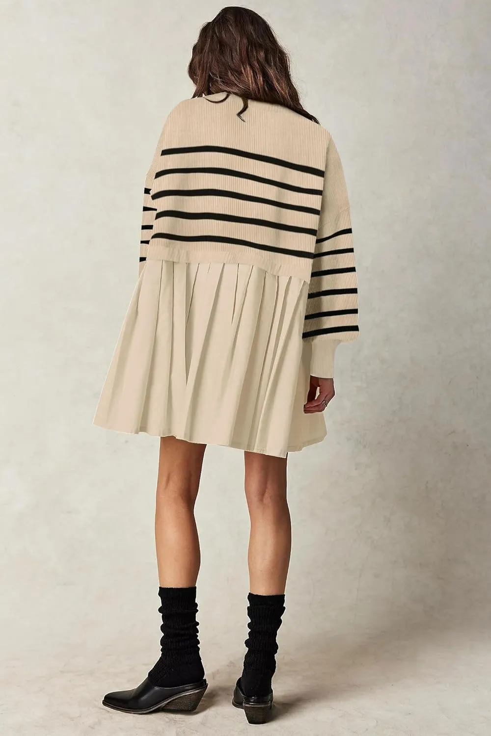 Womens Oversized Sweater Dress Spring Fall Trendy Long Sleeve Crewneck Pullover Tops Relaxed Fit Sweatshirts Mini Dresses