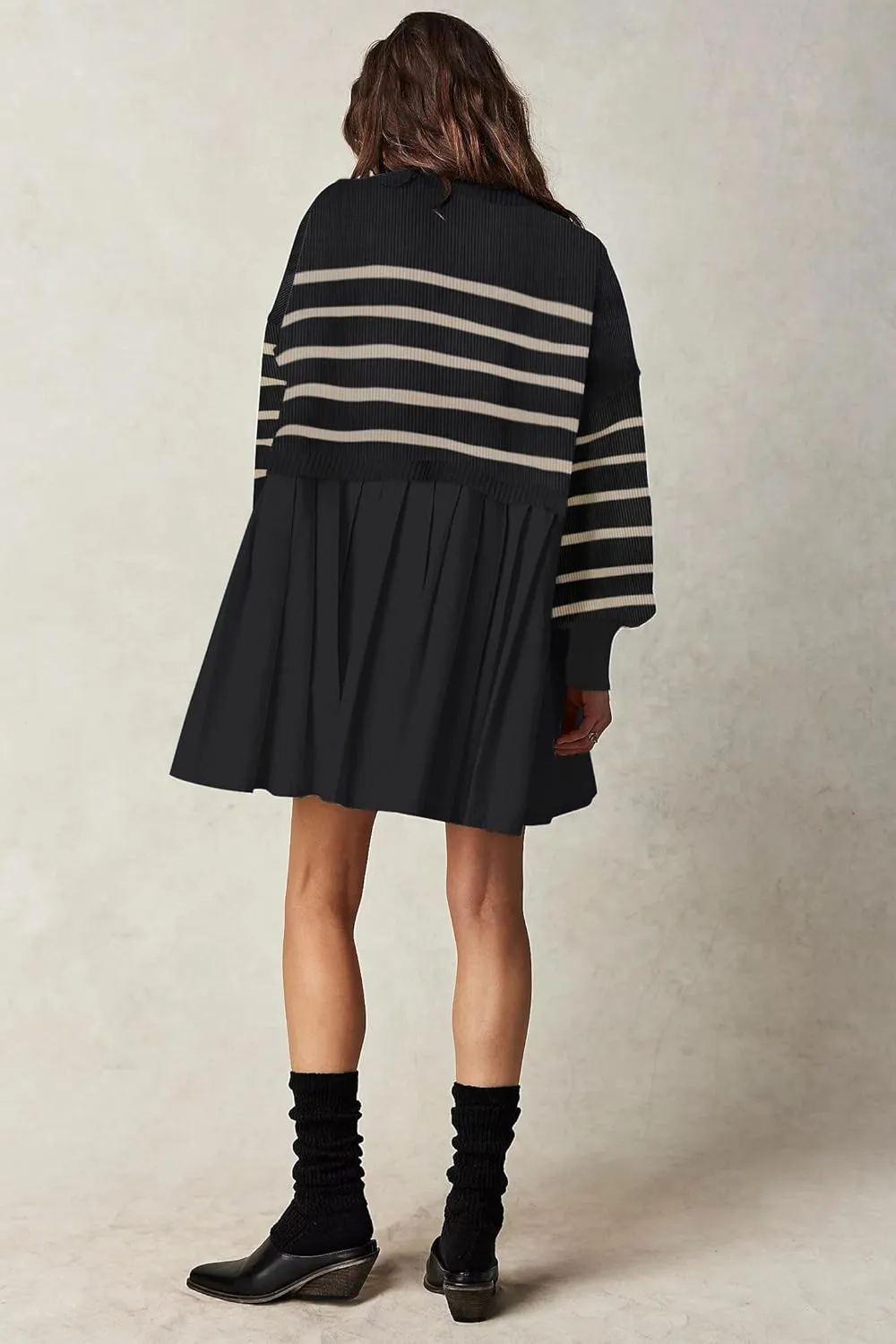 Womens Oversized Sweater Dress Spring Fall Trendy Long Sleeve Crewneck Pullover Tops Relaxed Fit Sweatshirts Mini Dresses