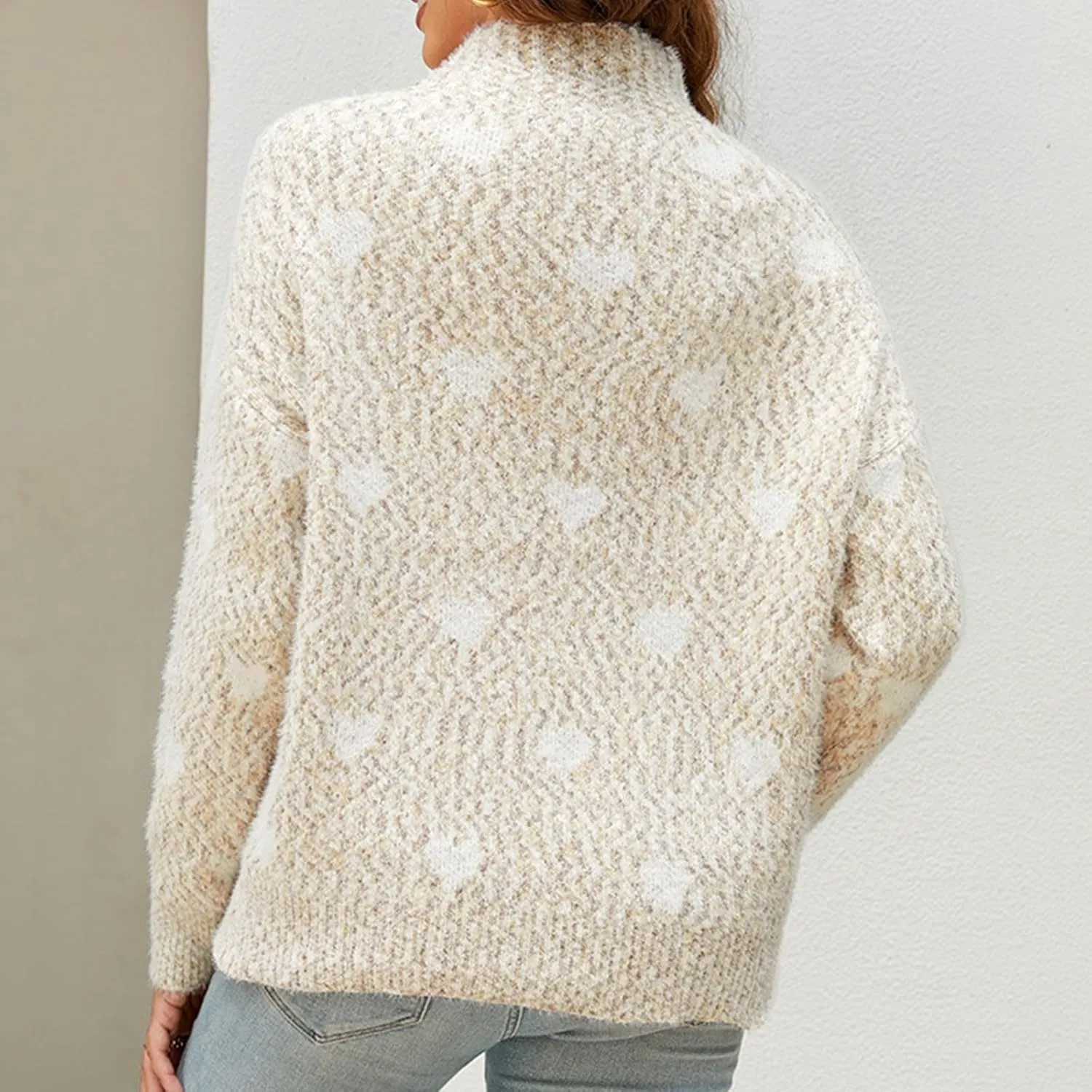 Women's Oversized Turtleneck Sweaters 2024 Fall Long Sleeve Ribbed Tunic Sweater Chunky Knit Pullover Jumper Tops