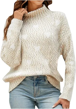 Women's Oversized Turtleneck Sweaters 2024 Fall Long Sleeve Ribbed Tunic Sweater Chunky Knit Pullover Jumper Tops