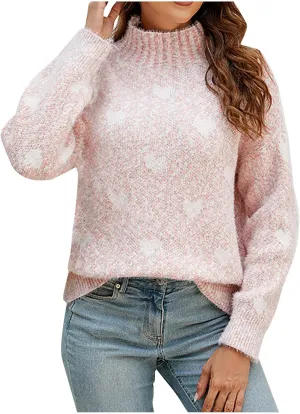 Women's Oversized Turtleneck Sweaters 2024 Fall Long Sleeve Ribbed Tunic Sweater Chunky Knit Pullover Jumper Tops