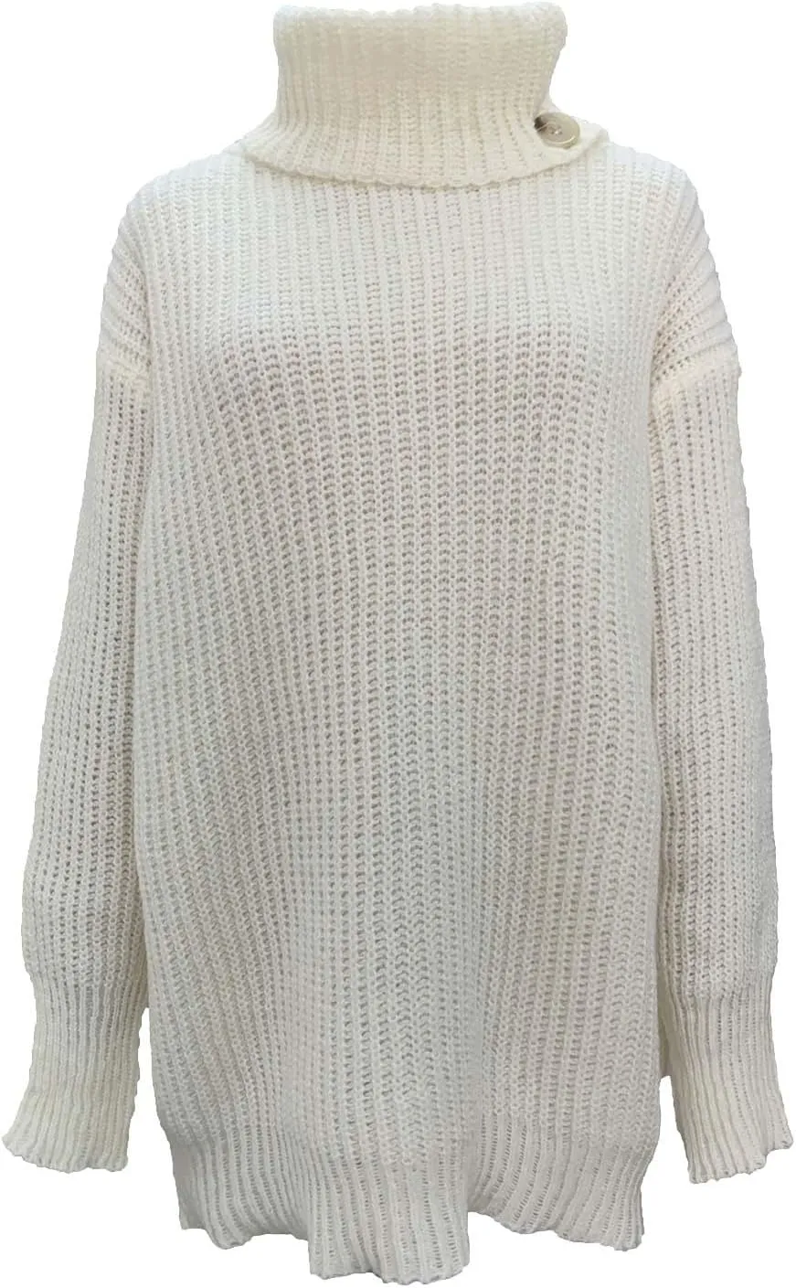 Women's Oversized Turtleneck Sweaters Long Sleeves Loose Casual Knitwear Ribbed Knit Pullover Sweater Blouse Tops