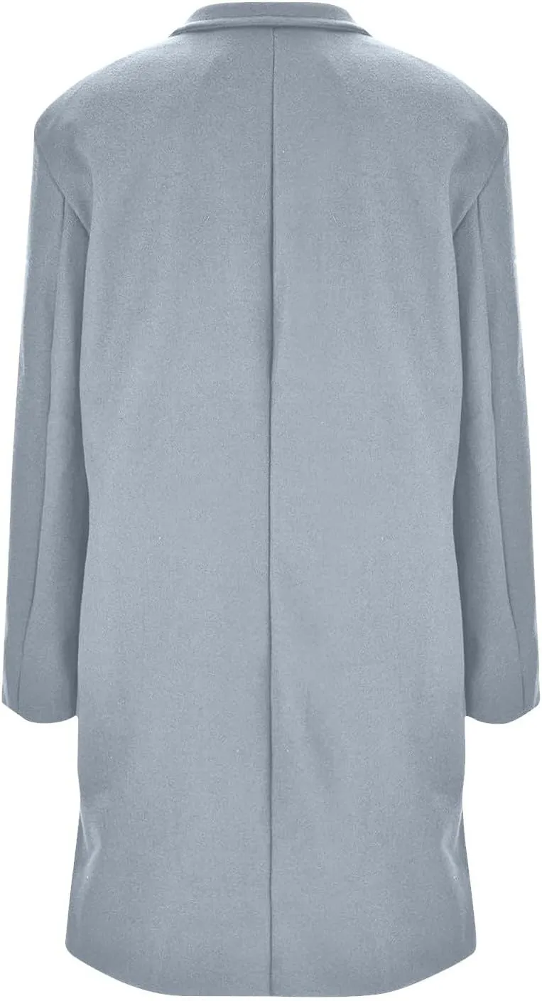Womens Pea Coat Elegant Single Breasted Winter Trench Coat Dressy Casual Thicken Wool Blend Blazer Jacket with Pockets