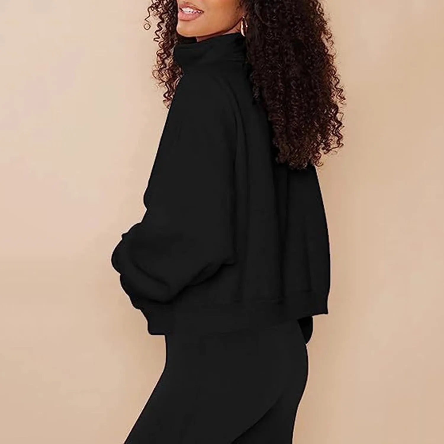 Womens Quarter Zip Pullover Sweatshirts Fleece Hoodies 2024 Trendy Long Sleeve Tops Fall Outfits with Pocket